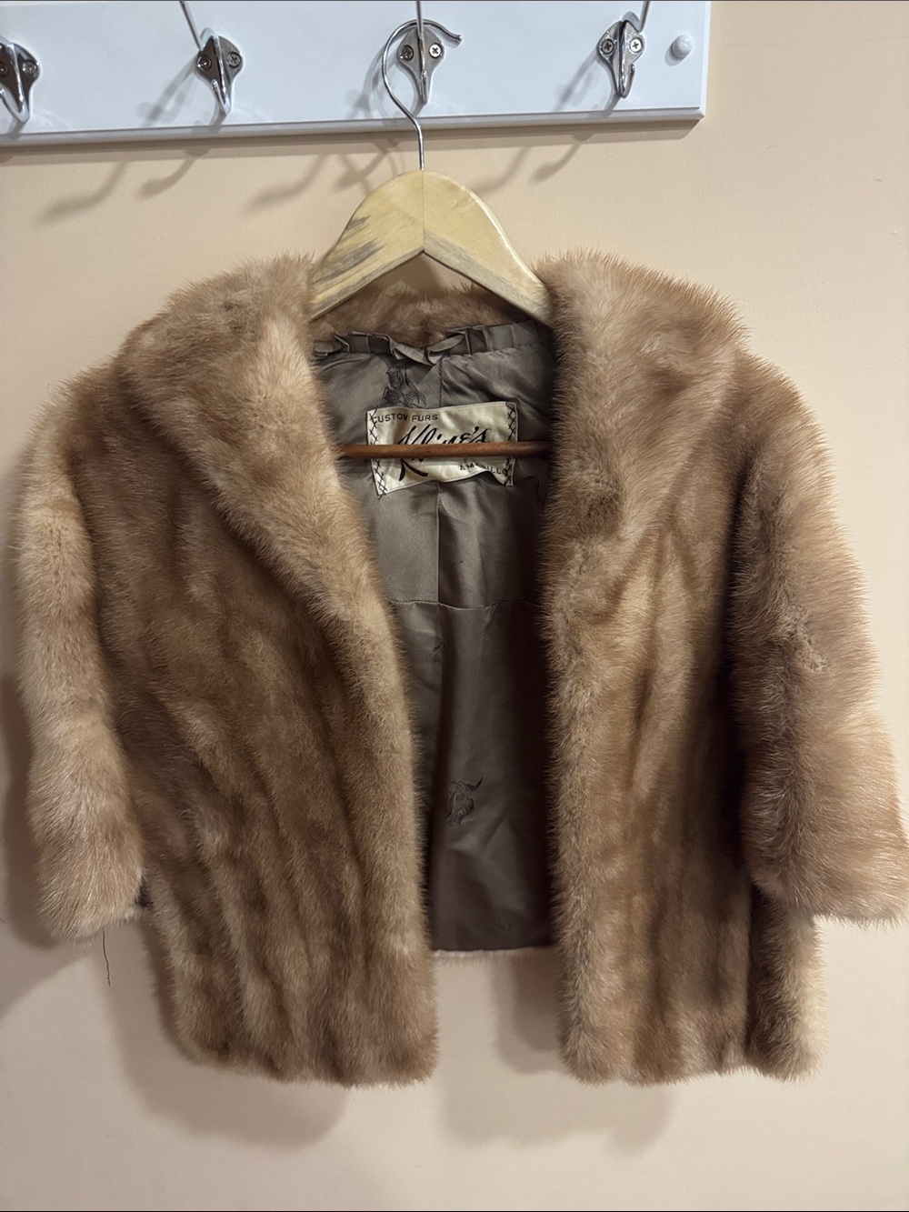 Vintage Short Mink Fur Teddy Jacket in Light Brown